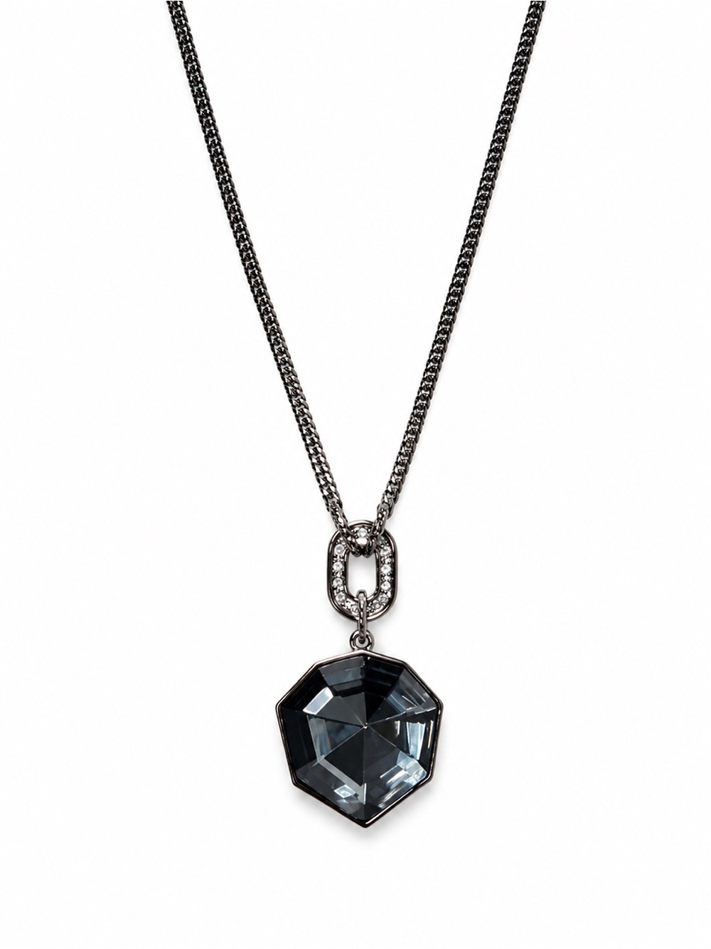 Givenchy Gunmetal Crystal Geometric Pendant Necklace